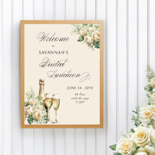Champagner und Rosen Braunlunch-Einladungsplakat Poster