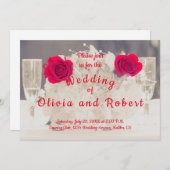 Champagner und rote Rosen Einladung (Vorne/Hinten)