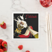 Champagner und rote Schuhe Papiertuch Serviette (Beispiel)