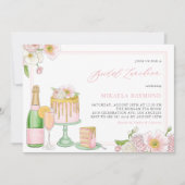 Champagner und Tropfen Floral Bridal Luncheon Einladung (Vorderseite)