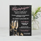 Champagner und Wellness-Center Day Brunch Brautpar Einladung (Stehend Vorderseite)