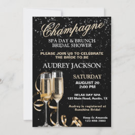 Champagner und Wellness-Center Day Brunch Brautpar Einladung