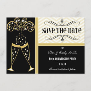 Champagner und Zickzack Save the Date Einladung