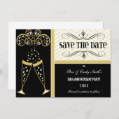Champagner und Zickzack Save the Date Einladung (Vorne/Hinten)