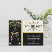 Champagner und Zickzack Save the Date Einladung (Stehend Vorderseite)