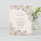 Champagner verfeinert florale Hochzeit Einladung (Stehend Vorderseite)