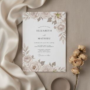 Champagner verfeinert florale Hochzeit Einladung