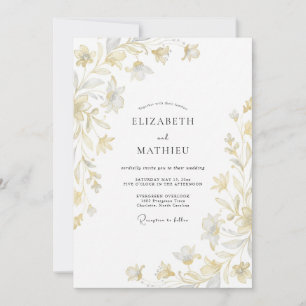 Champagner-Vergoldete-Blatt-Hochzeit Einladung