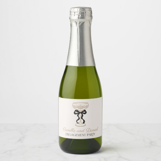 Champagner-Verlobungsparty Mini Schaumweinetikett (Vorderseite)