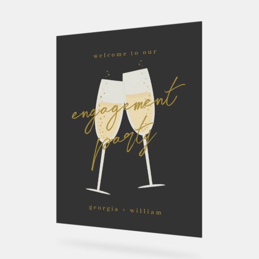 Champagner-Verlobungsparty-Willkommensschild Acrylschild (Winkel)