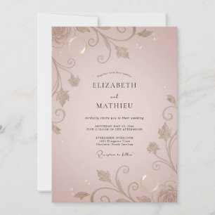Champagner-Verzierte-Weinreben-Hochzeit Einladung