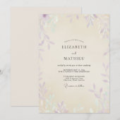 Champagner-Violette-Blatt-Eukalyptus-Hochzeit Einladung (Vorne/Hinten)