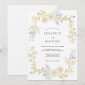 Champagner Warmgold-Blatt-Hochzeit Einladung (Vorne/Hinten)