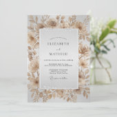 Champagner-Wasserfarben-Blatt-Hochzeit Einladung (Stehend Vorderseite)
