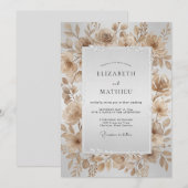 Champagner-Wasserfarben-Blatt-Hochzeit Einladung (Vorne/Hinten)