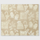 Champagner Weihnachten: Caps, Mitten, Candy Canes Geschenkpapier (Flach)