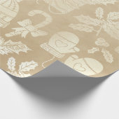 Champagner Weihnachten: Caps, Mitten, Candy Canes Geschenkpapier (Ecke)