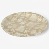 Champagner Weihnachten: Caps, Mitten, Candy Canes Pappteller (Schrägansicht)