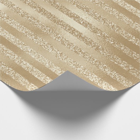 Champagner Weihnachten: Glittery Gold Streifen Geschenkpapier (Ecke)
