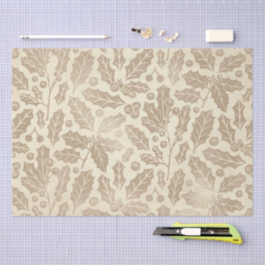 Champagner Weihnachten: Holly-Blätter und Berries Seidenpapier (Handwerk)