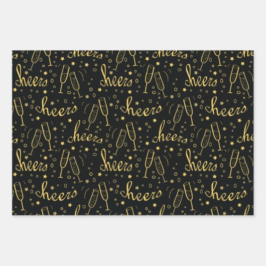 Champagner Weihnachten und Neujahr Geschenkpapier Set (Vorderseite 3)