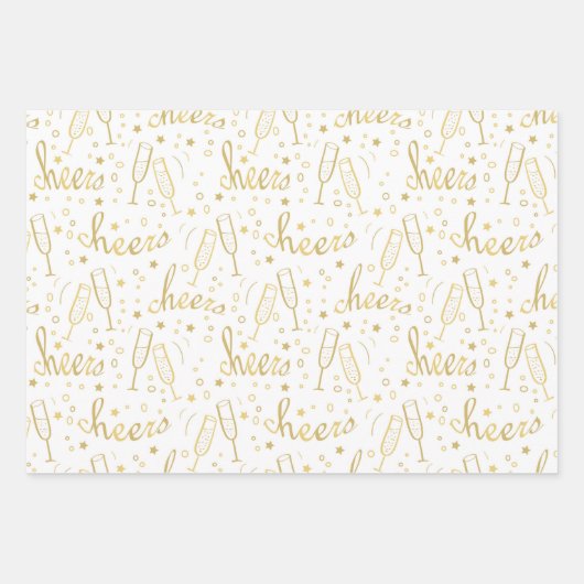 Champagner Weihnachten und Neujahr Geschenkpapier Set (Vorderseite 2)