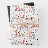 Champagner Weihnachten und Neujahr Geschenkpapier Set (Beispiel)