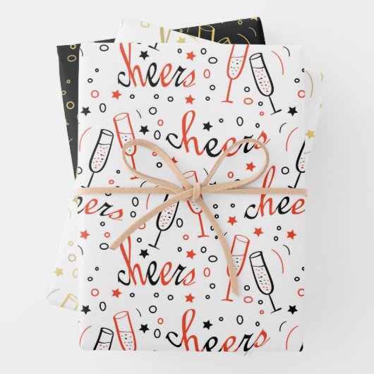 Champagner Weihnachten und Neujahr Geschenkpapier Set (Beispiel)