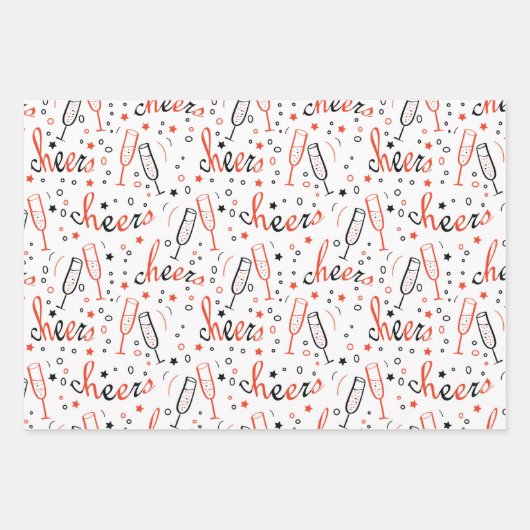 Champagner Weihnachten und Neujahr Geschenkpapier Set (Vorderseite)