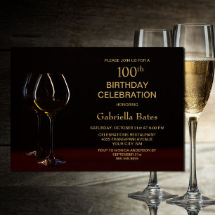Champagner Wein 100. Geburtstagsfeier Einladung