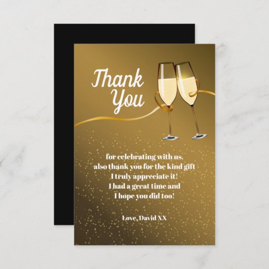 Champagner, Wein, Erwachsener, danke Karte (Vorne/Hinten)