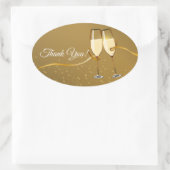 Champagner, Wein, erwachsenes Party, vielen Dank a Ovaler Aufkleber (Tasche)