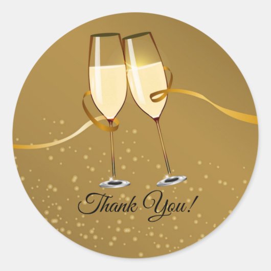 Champagner, Wein, erwachsenes Party, vielen Dank a Runder Aufkleber (Vorderseite)