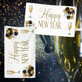 Champagner Weiß & Gold Silvester Party Banner