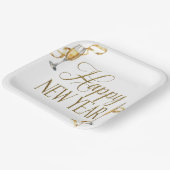 Champagner Weiß & Gold Silvester Party Pappteller (Gewinkelt)