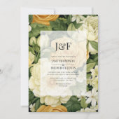 Champagner, Weiß & Grüne Blumenzwiebelhochzeit Einladung (Vorderseite)