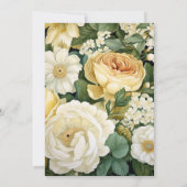 Champagner, Weiß & Grüne Blumenzwiebelhochzeit Einladung (Rückseite)