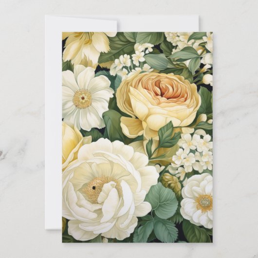 Champagner, Weiß & Grüne Blumenzwiebelhochzeit Einladung (Rückseite)