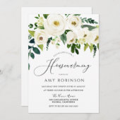 Champagner Weiße Blume Elegantes Party Einladung (Vorne/Hinten)