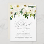 Champagner Weiße Blume Hochzeitsfeier von Elegant Einladung (Vorne/Hinten)