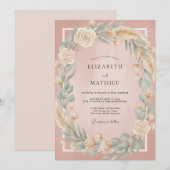 Champagner-Weizen-Kranz-Hochzeit Einladung (Vorne/Hinten)