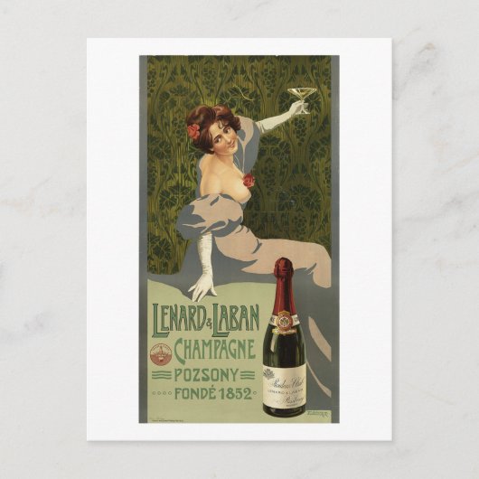 Champagner, Werbung, Frau, Vintage Postkarte (Vorderseite)