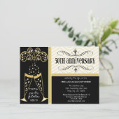 Champagner & Zickzack Einladungen zum 50-jährigen (Stehend Vorderseite)