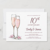 Champagner zum 10. Hochzeitstag Einladung (Vorderseite)