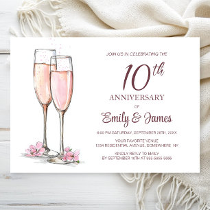 Champagner zum 10. Hochzeitstag Einladung