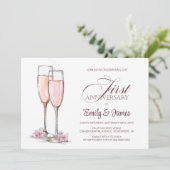 Champagner zum 1. Hochzeitstag Einladung (Stehend Vorderseite)