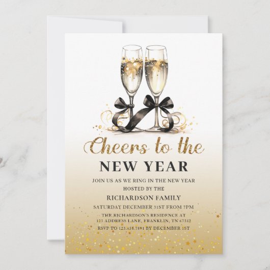 Champagner zum Neujahrsfest - Party Einladung (Vorderseite)