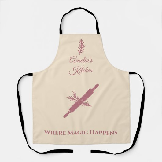 Champagnerbeige mit Rose Gold Rolling Button & Her Schürze (Vorderseite)