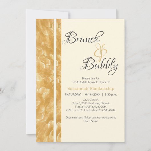 Champagnerbläschen Brunch Einladung (Vorderseite)