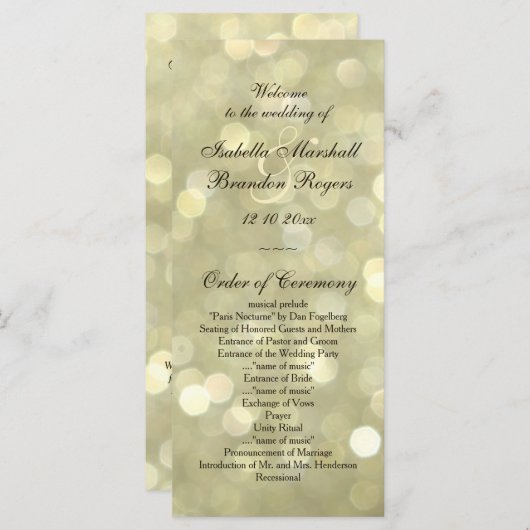 Champagnerbläschen Hochzeitsprogramm Programm (Vorne/Hinten)